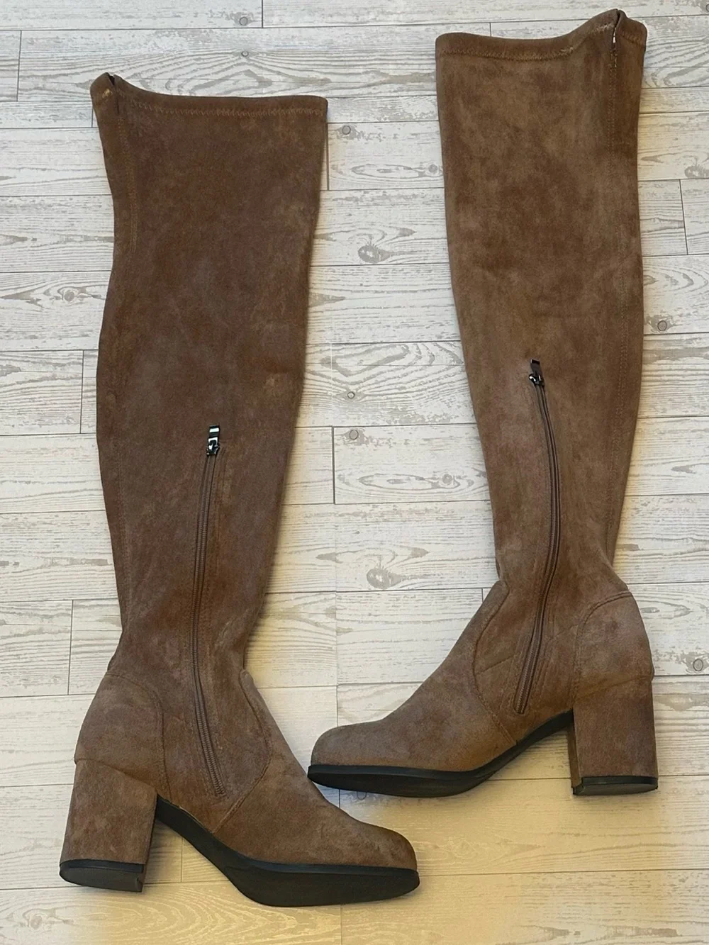 Brown Over the Knee Suede Block Heel Boots EU 40 US 8.5/9
